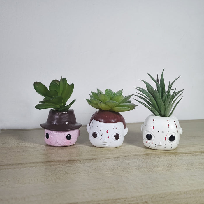 Bulk Exclusive 3Pcs Halloween Decor Mini Artificial Succulent Plants in Vase Gifts for Plant Lovers Arrangements Wholesale