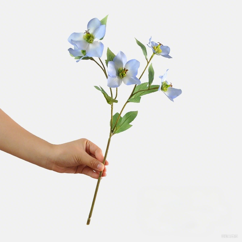 18 Inch Christmas Rose Artificial Flower, Single Stem 5-Head Faux Poinsettia, Realistic Silk Flower for Holiday Decor, Christmas Wreath, Mantel & Table Arrangements