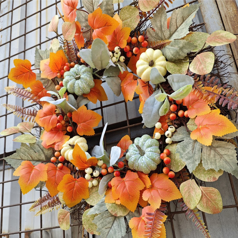 Bulk Fall Pumpkin Maple Leaf Wreath Artificial Plant Wreath Thanksgiving Day Harvest Festival Party Decor Wholesale