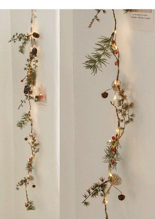 Bulk Light Up Artificial Pine with Red Berry Pinecone Hanging Vines Garland for Christmas Holiday Decor Wholesale