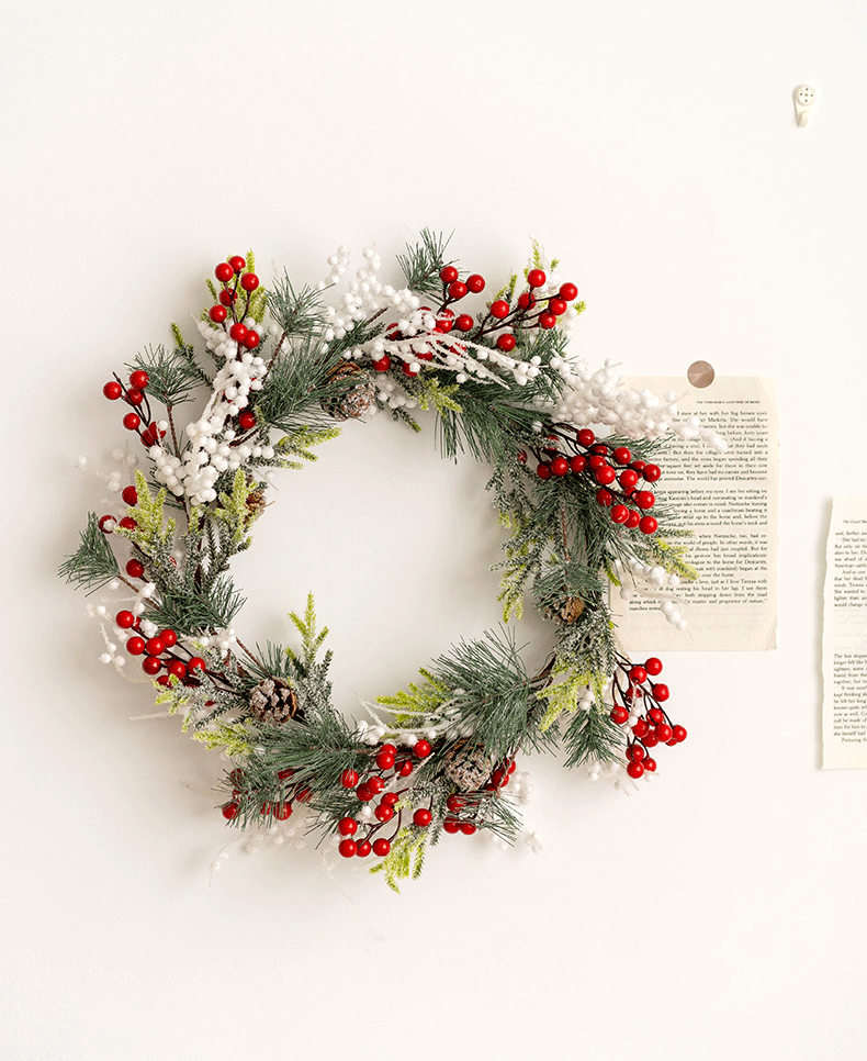 Couronne de pommes de pin artificielles en vrac, houx et baies de Noël, guirlandes en forme de larme pour arrangement floral de Noël, vente en gros