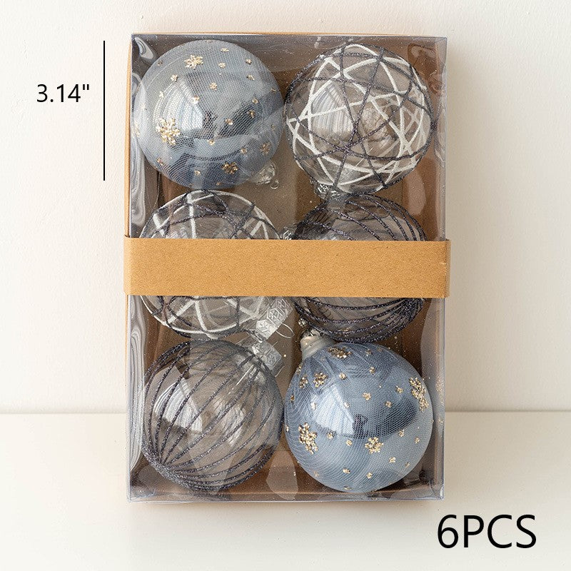 Bulk Blue Series Glitter Christmas Balls Set Hanging Ornaments for Christmas Tree Home Decor Wholesale