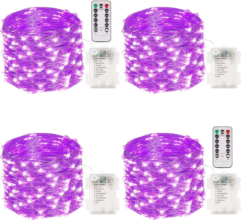 Bulk 4 Packs 33FT 100 LED Fairy Lights Battery Operated with Remote & Timer Waterproof Christmas Holiday Wholesale