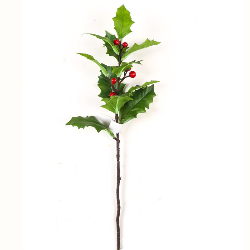 Bulk Fake Holly Leaves and Red Berries Winter Branch Wholesale