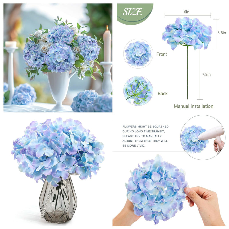 64pcs Vibrant Silk Hydrangea Flowers - Full Artificial Blooms for Wedding Centerpieces & Home Decor (Easy to Assemble, Great Value)
