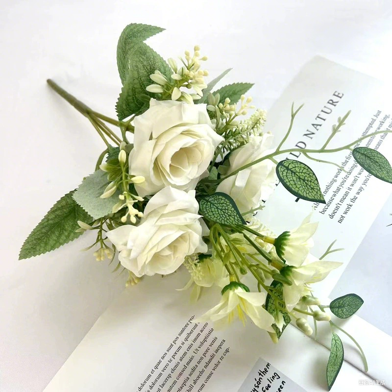 13.3-Inch Artificial Rose Flowers, Lifelike Faux Roses for Vase Arrangements, Home Decor, Wedding Bouquets