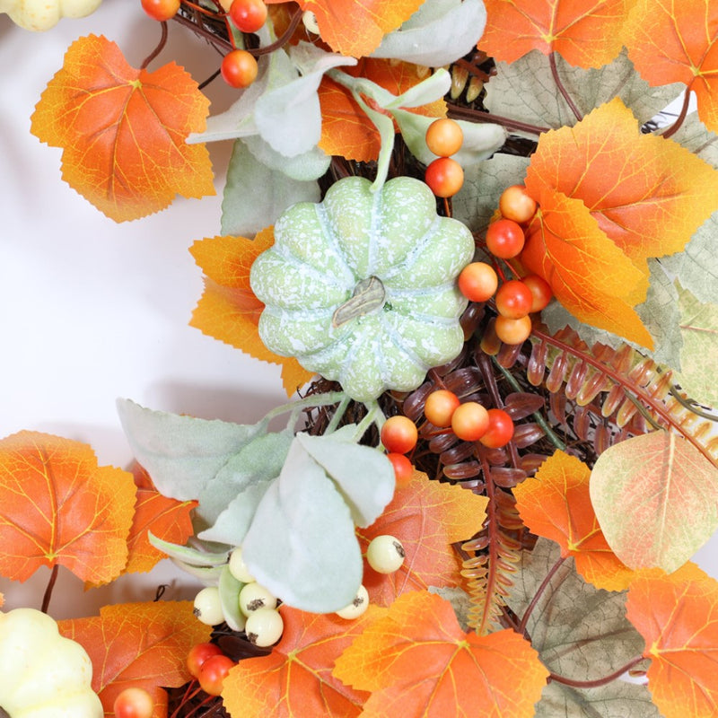 Bulk Fall Pumpkin Maple Leaf Wreath Artificial Plant Wreath Thanksgiving Day Harvest Festival Party Decor Wholesale