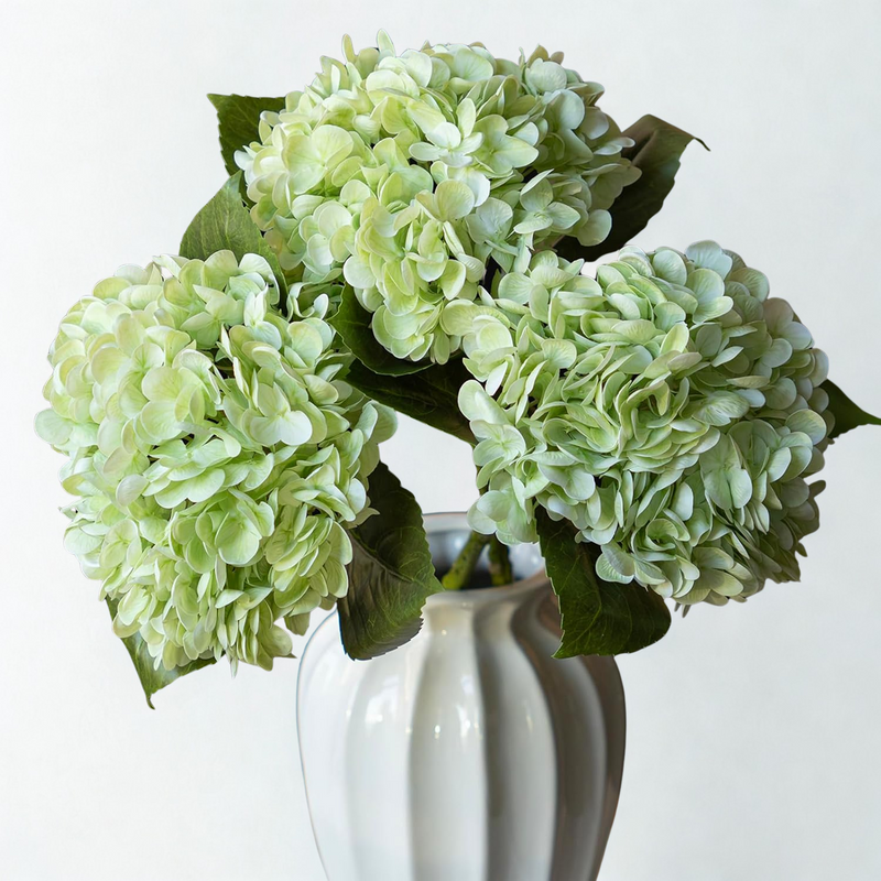 3PCS 22" Realistic Artificial Hydrangeas - Large Silk Flowers with Vivid Dark Blue & Green Colors for Wedding & Home Decor (Luxe Soft Petals, Sturdy Stems)