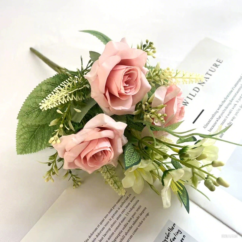 13.3-Inch Artificial Rose Flowers, Lifelike Faux Roses for Vase Arrangements, Home Decor, Wedding Bouquets