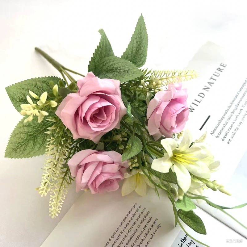 13.3-Inch Artificial Rose Flowers, Lifelike Faux Roses for Vase Arrangements, Home Decor, Wedding Bouquets