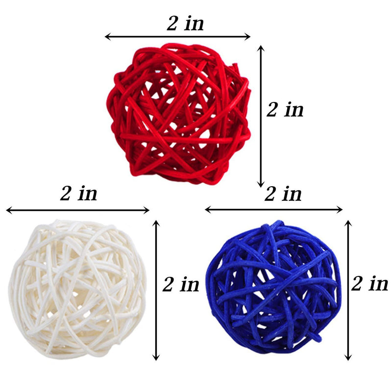 Bulk 24pcs Stars Patriotic Wicker Rattan Christmas Ball Stars Hanging Ornaments Wholesale