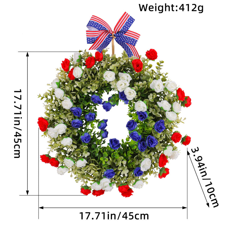 Bulk 4th of July Patriotic Day Wreath Artificial Roses Wreath Wholesale