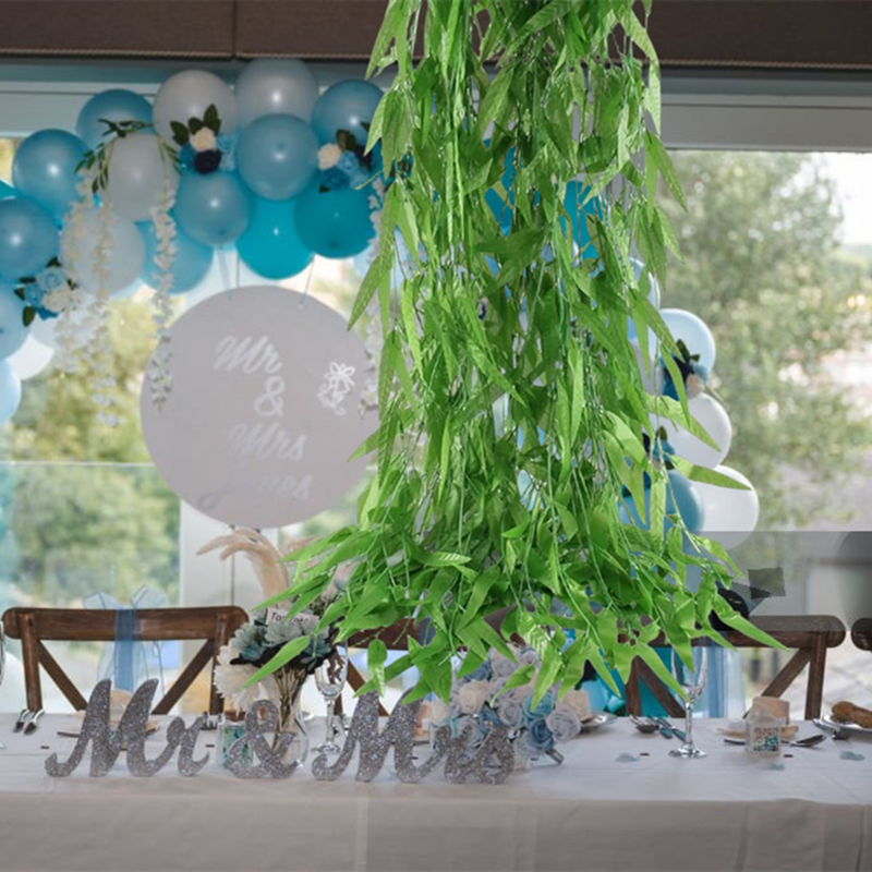 Lot de 50 guirlandes de vigne artificielles de 300 pieds, feuilles de saule, brindilles de rotin en soie artificielle et esthétique, vente en gros