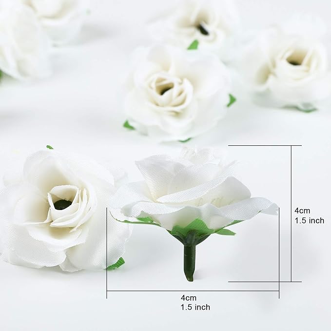 Bulk 50Pcs Tiny Roses Artificial Flowers Roses Flower Heads for Crafts Wedding Centerpieces Bridal Shower Party Home Decor Wholesale
