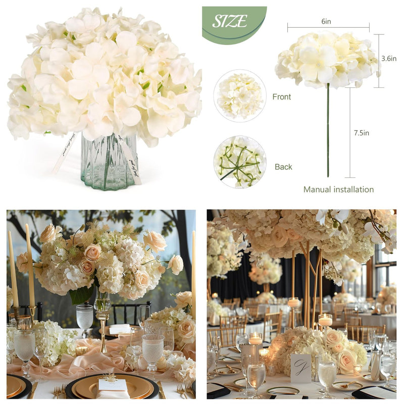 64pcs Vibrant Silk Hydrangea Flowers - Full Artificial Blooms for Wedding Centerpieces & Home Decor (Easy to Assemble, Great Value)