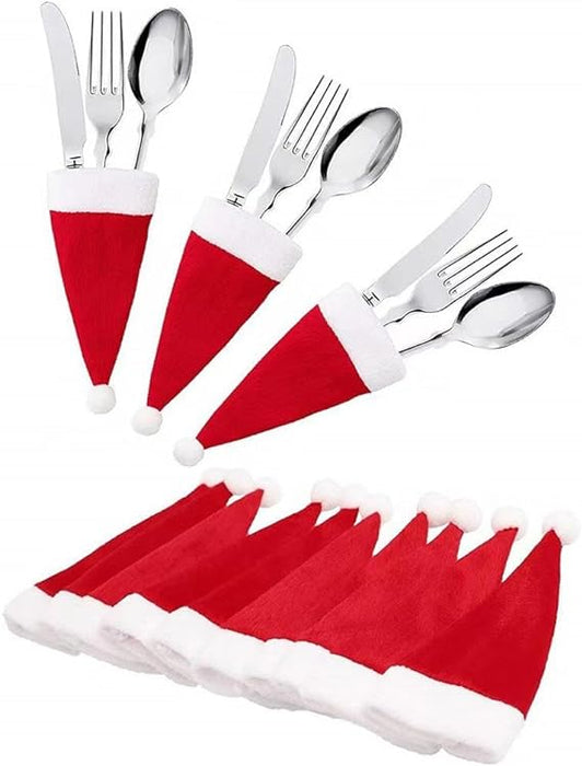 Bulk 10 Pcs Mini Christmas Knife and Fork Covers for Dinner Table Xmas Decorations Wholesale
