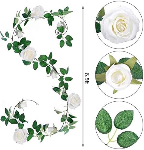 4PCS (26FT) Vibrant Pink Artificial Rose Vine Garland - Realistic Silk Flowers for Wedding Arches & Party Decor (Odor-Free Option, 6FT Segments, Perfect for Photos)