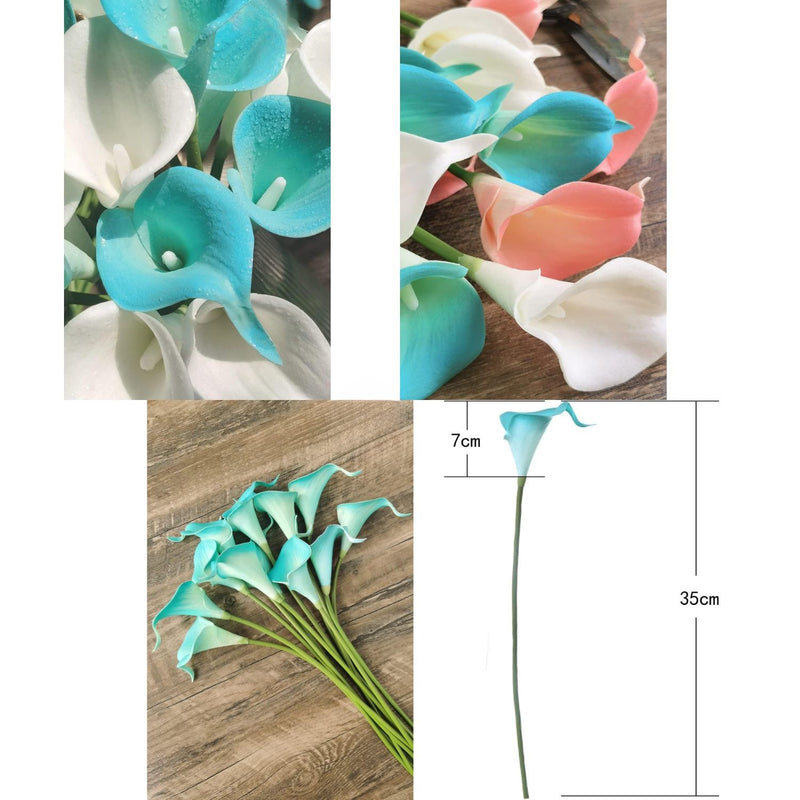 12Pcs Realistic Artificial Calla Lilies - Velvety Teal Blue Flowers for Wedding Bouquets & Home Decor
