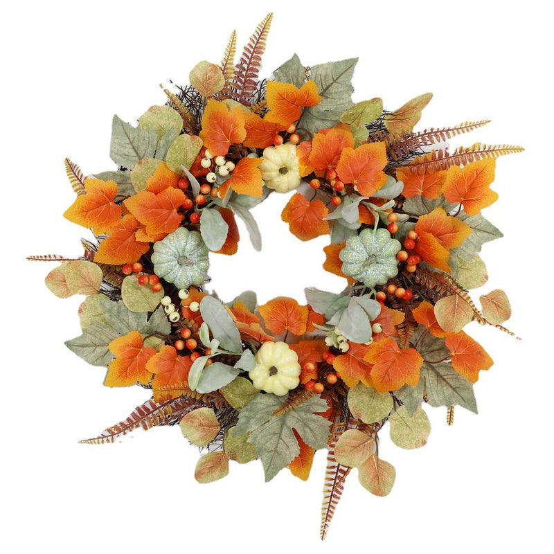 Bulk Fall Pumpkin Maple Leaf Wreath Artificial Plant Wreath Thanksgiving Day Harvest Festival Party Decor Wholesale