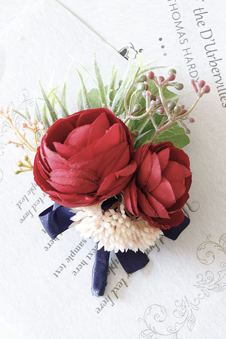 Bulk Retro Red Peony Daisy Boutonnieres and Corsage Wholesale