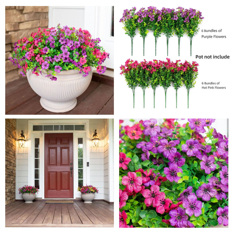 12 Bundles Real-Looking Artificial Daisy Flowers with Eucalyptus Leaves – Vibrant, Weather-Resistant, Easy to Arrange – Perfect for Outdoor & Indoor Decor