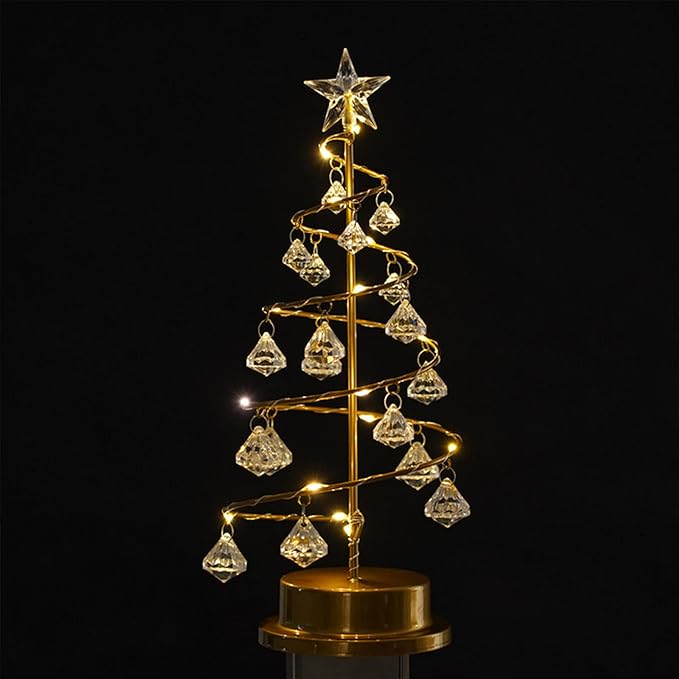 Lampe de table en cristal pour sapin de Noël en vrac, décoration de la maison, vente en gros 
