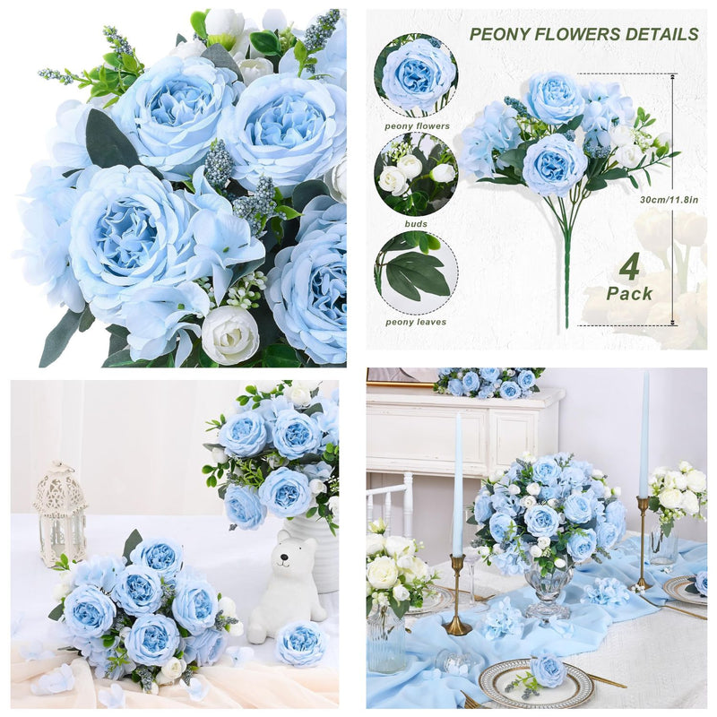 Realistic Artificial Peonies - Vibrant Pink Silk Flowers for Wedding Centerpieces & Home Decor (Easy to Assemble, Great Value, Holds Shape Well)