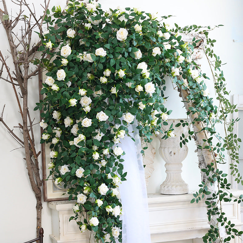 Bulk 2Pcs Blooming Rose Hanging Flowers Garland Vine for Outdoors Ceremony Wedding Arch Wholesale