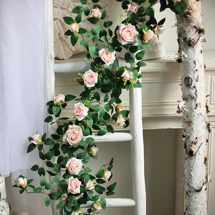 Bulk 2Pcs Blooming Rose Garland Vine Hanging Silk Flower for Home Garden Outdoor Ceremony Wedding Arch Floral Decor Wholesale
