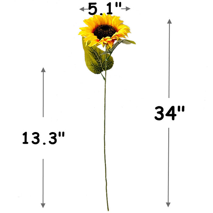 Bulk 6Pcs Fall Sunflowers Long Stems Bouquet for Tall Vase Home Wedding Party Decoration Wholesale