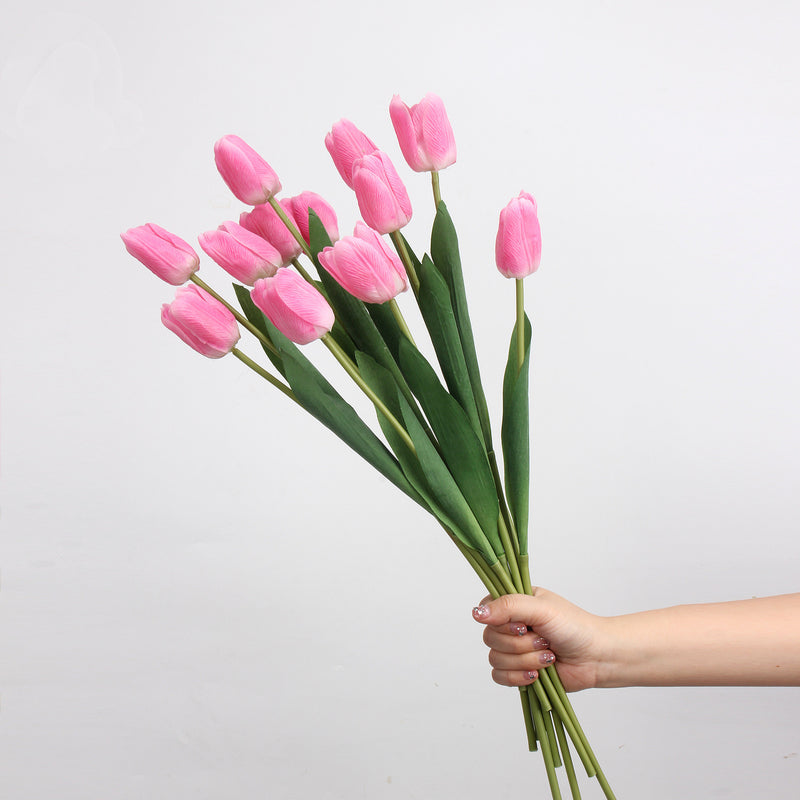 Bulk 6Pcs 20" Real Touch Deep Pink Silk Tulips Artificial Flowers Tulip Stems for Home Wedding Decor Vase Wholesale