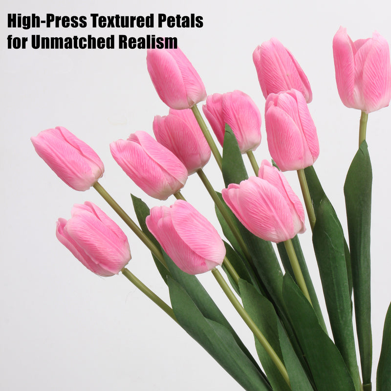 Bulk 6Pcs 20" Real Touch Deep Pink Silk Tulips Artificial Flowers Tulip Stems for Home Wedding Decor Vase Wholesale