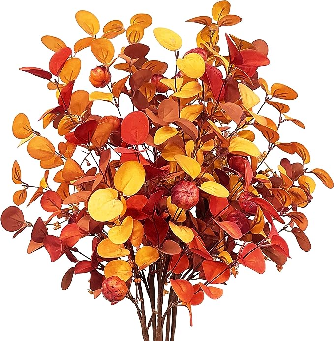 Bulk 6 Pcs Fall Artificial Eucalyptus Stems For Floral Arrangement Wedding Farmhouse Wholesale