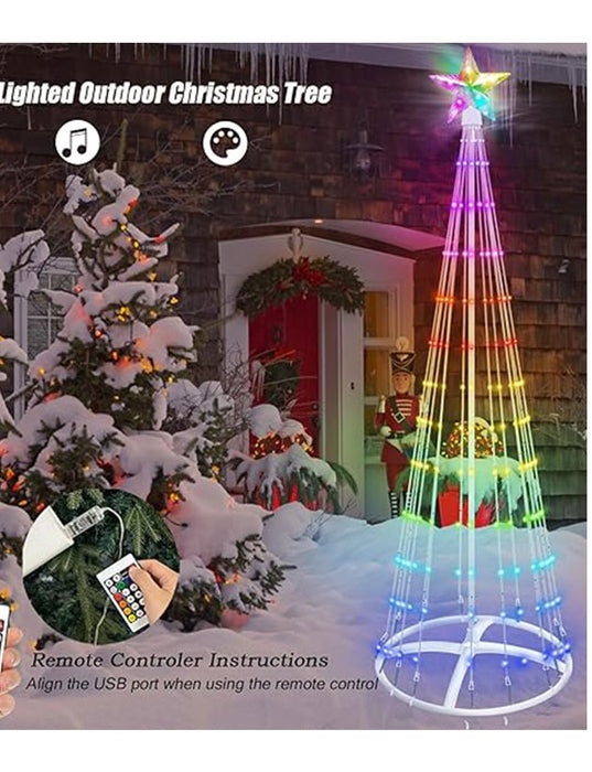 Bulk Prelit Xmas Cone Tree Lights with Star Topper Remote APP 205 LED Light 16 Colors Show Artificial Christmas Ornaments for Indoor Outdoor Decor Wholesale