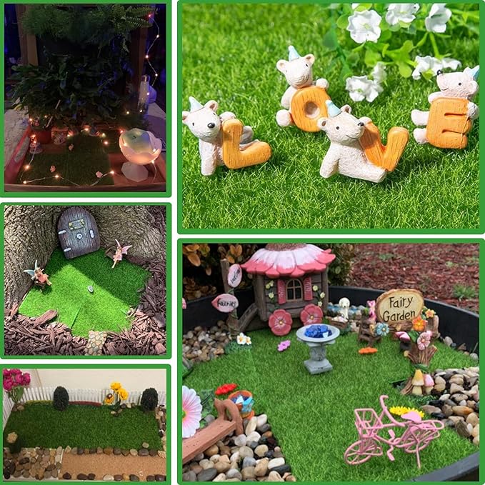 Bulk 4pcs 6 x 6 Inches Artificial Garden Grass for Miniature Ornament Wholesale