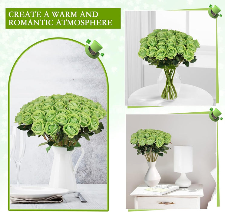 50PCS Premium Velvet Silk Roses - Realistic White Artificial Flowers for Wedding & Home Decor