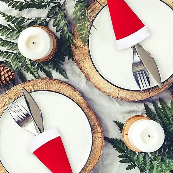 Bulk 10Pcs Mini Christmas Knife and Fork Covers for Dinner Table Wholesale