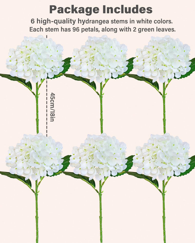 6PCS Premium Silk Hydrangea Bouquets - Realistic Blue Artificial Flowers for Weddings & Home Decor (Lifelike Texture, Fray-Free Quality, Excellent Value)
