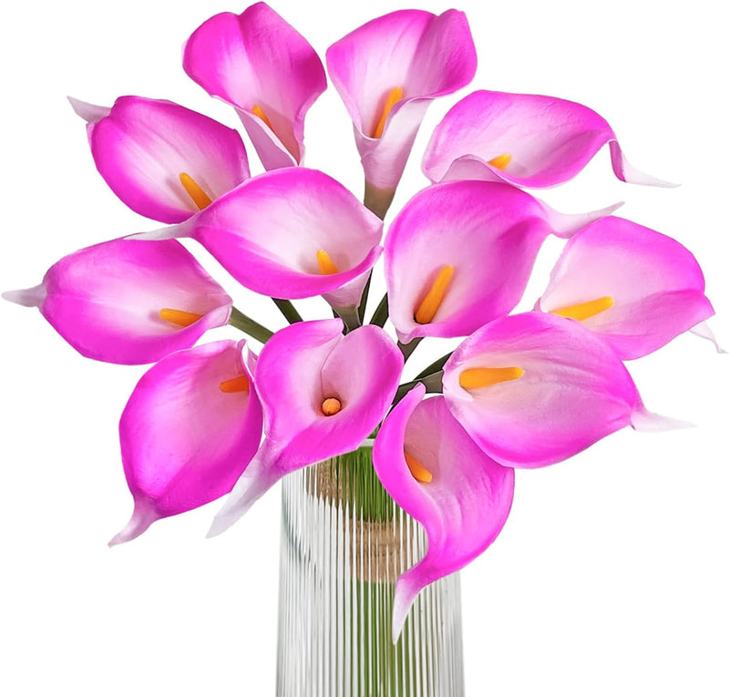 12Pcs Realistic Artificial Calla Lilies - Velvety Teal Blue Flowers for Wedding Bouquets & Home Decor