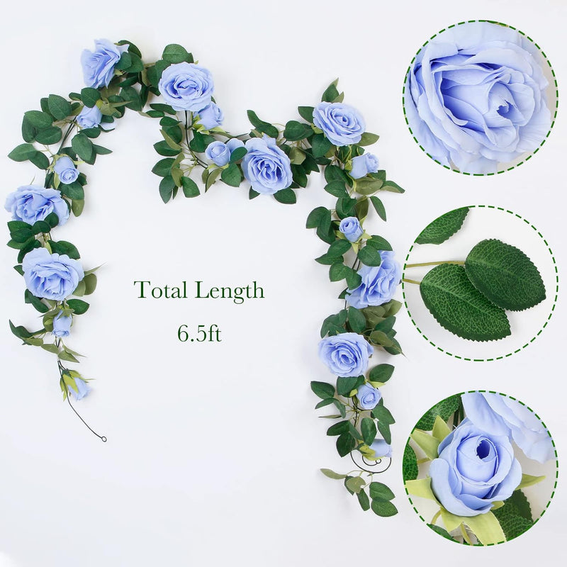 4PCS (26FT) Vibrant Pink Artificial Rose Vine Garland - Realistic Silk Flowers for Wedding Arches & Party Decor (Odor-Free Option, 6FT Segments, Perfect for Photos)