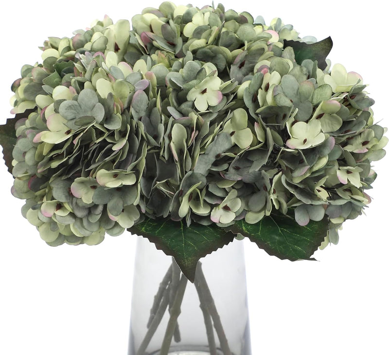 6Pcs Autumn Hydrangea Silk Flowers - Realistic Artificial Blooms for Wedding & Farmhouse Decor (12.6" Stems, 5.9" Heads, Easy to Fluff)