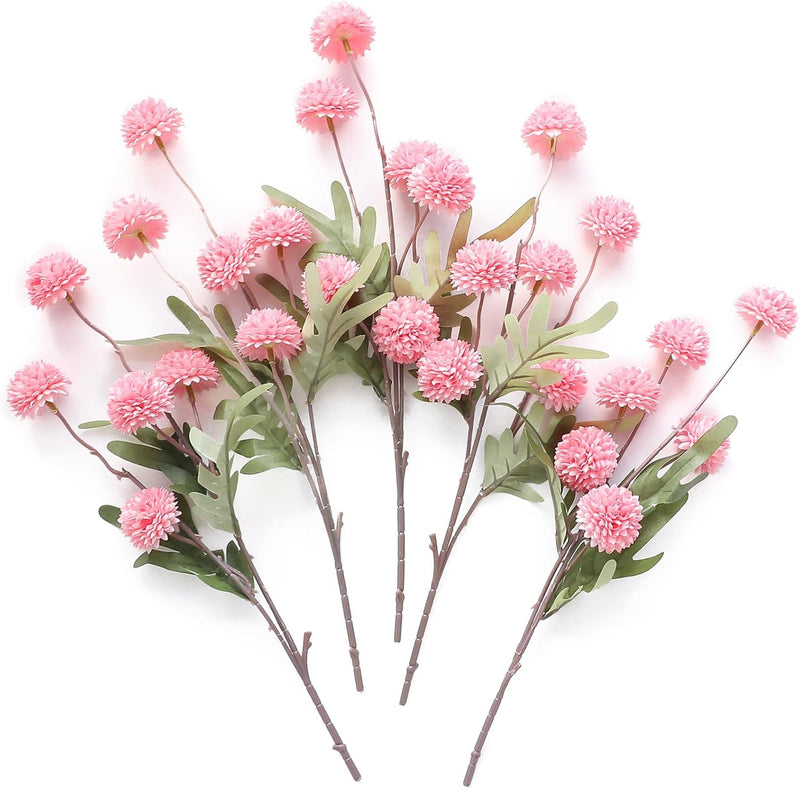 5Pcs Realistic Artificial Pompon Mums - Premium Silk Chrysanthemums for DIY Bouquets & Wedding Decor (Beige, Ready-to-Use, Great Value)
