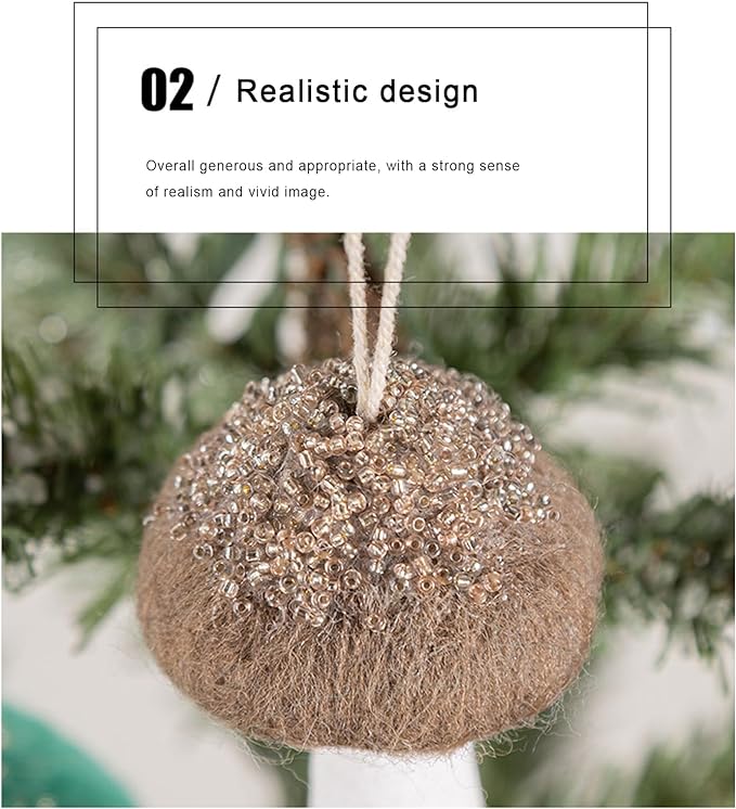 Bulk Christmas  Mushroom Ornaments Lovely Wool Felt Mushroom Gift for Xmas Tree Home Indoor Party Decor Wholesale