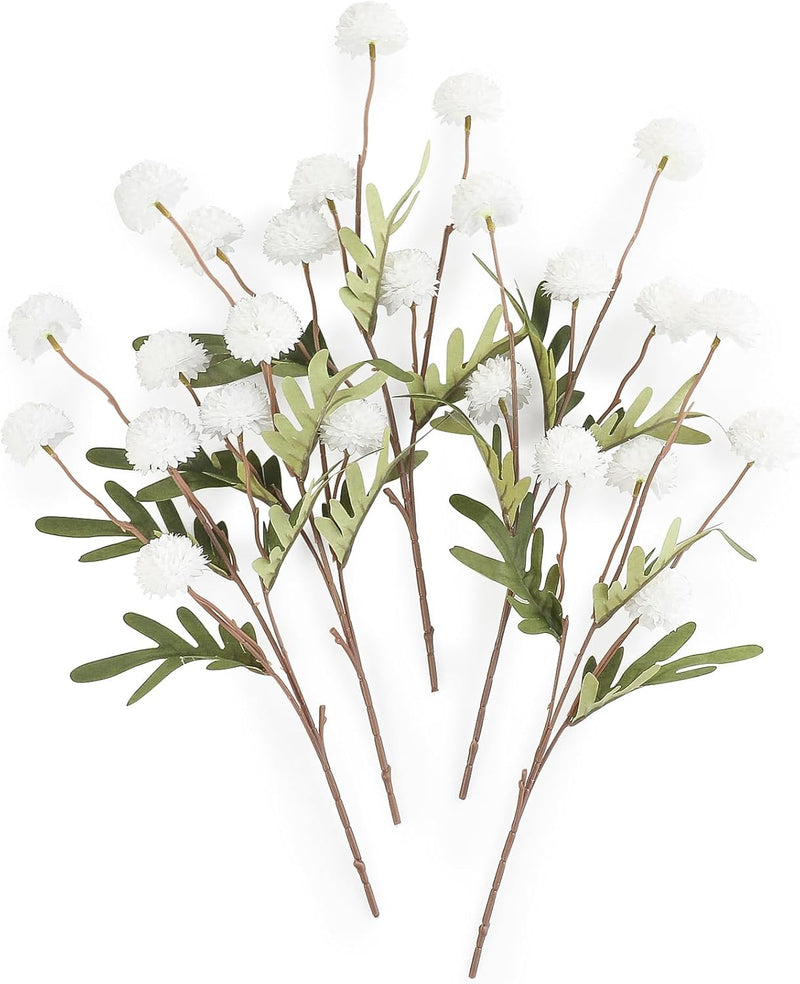 5Pcs Realistic Artificial Pompon Mums - Premium Silk Chrysanthemums for DIY Bouquets & Wedding Decor (Beige, Ready-to-Use, Great Value)