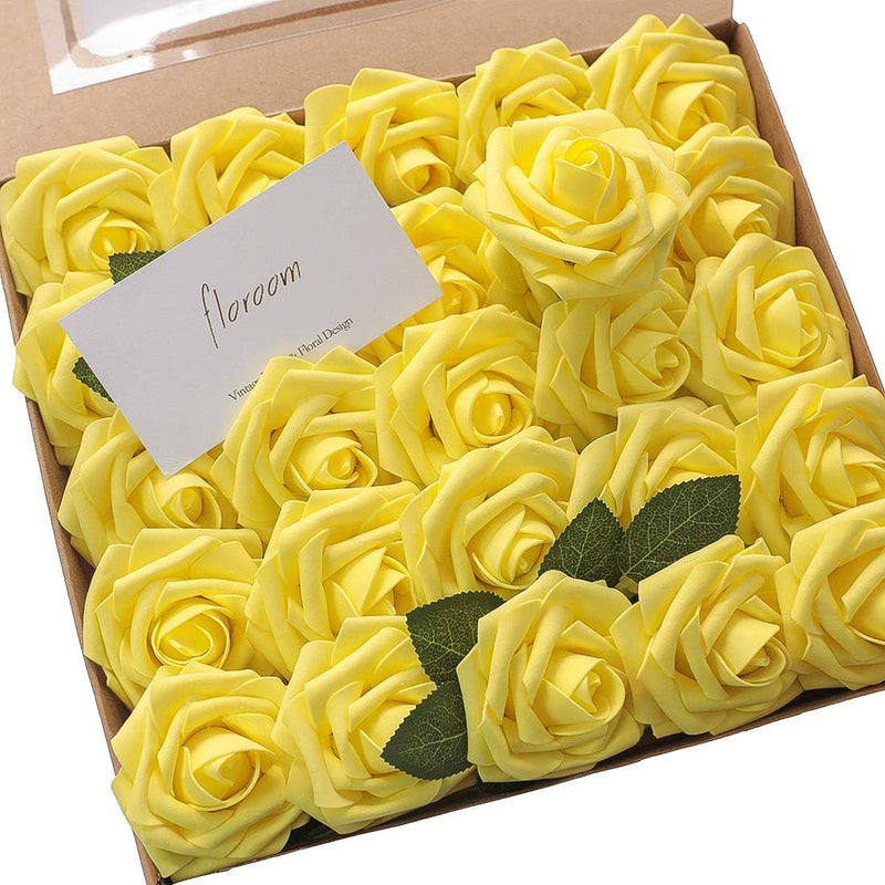 25pcs Real-Looking Foam Roses - Bendable Stems for DIY Wedding Bouquets, Bridal Showers & Centerpieces (Ivory/White/Purple) - Great Value for Money