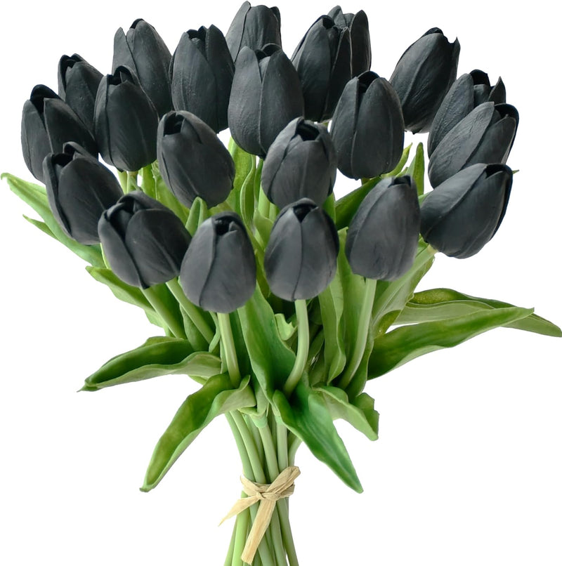 20 Stems Realistic Artificial Tulips - Premium PU Flowers for Wedding & Home Decor 3.5"- Lifelike Feel, Long-Lasting Quality & Great Value