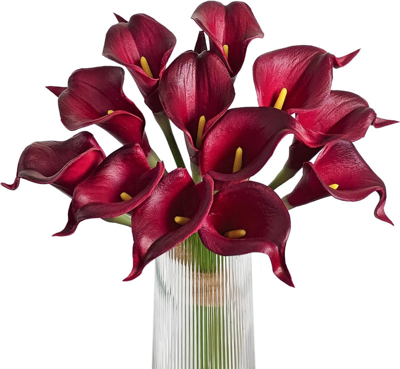 12Pcs Realistic Artificial Calla Lilies - Velvety Teal Blue Flowers for Wedding Bouquets & Home Decor