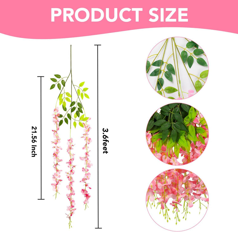 3.6ft Pretty Artificial Wisteria Garland - Lightweight Hanging Flowers for Wedding & Party Decor