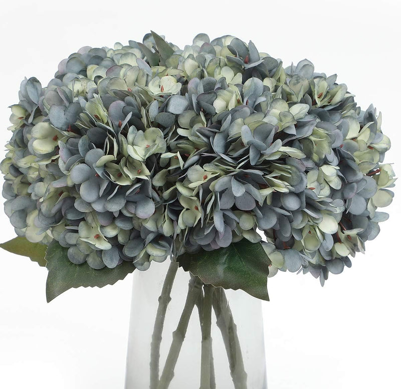 6Pcs Autumn Hydrangea Silk Flowers - Realistic Artificial Blooms for Wedding & Farmhouse Decor (12.6" Stems, 5.9" Heads, Easy to Fluff)