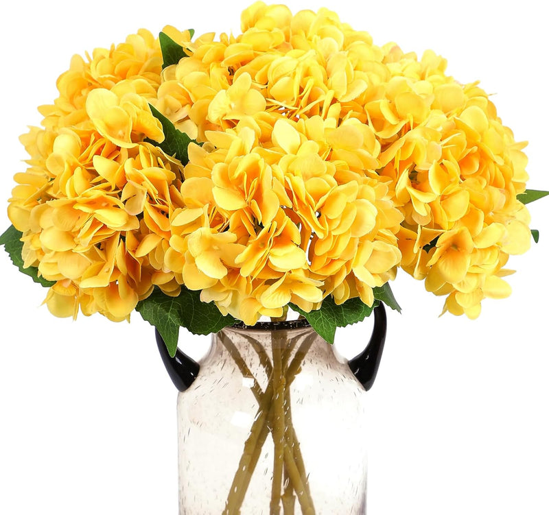 6Pcs Autumn Hydrangea Silk Flowers - Realistic Artificial Blooms for Wedding & Farmhouse Decor (12.6" Stems, 5.9" Heads, Easy to Fluff)